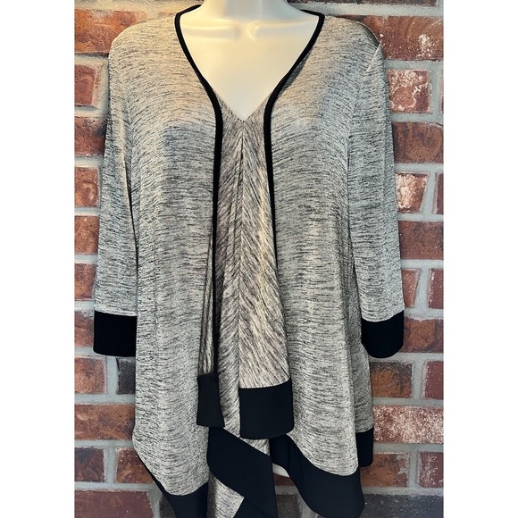 Joseph Ribkoff Tops - Joseph Ribkoff 8 Waterfall Front Black Brown Tunic Top